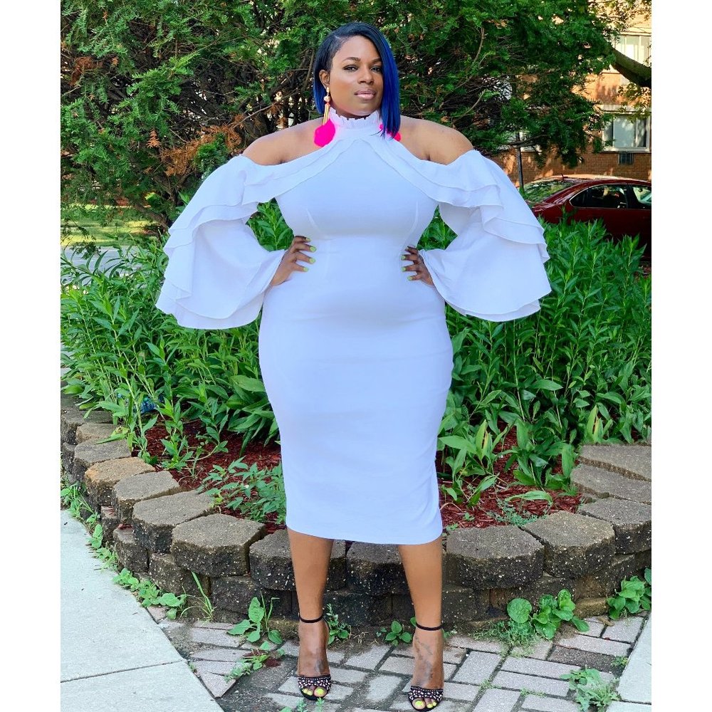 Cold Shoulder Bodycon Midi Dress